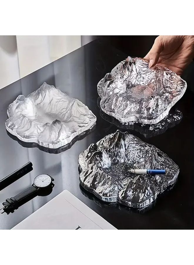 صحن رماد على شكل جبل جليدي، ديكور طاولة عصري بسيط، زجاج متين لغرفة المعيشة أو المكتب أو البار - Image 1